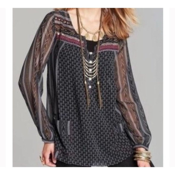 Free People "Feather in the Wind" Sheer Boho Airy Embellished Tunic Size S - Picture 9 of 9